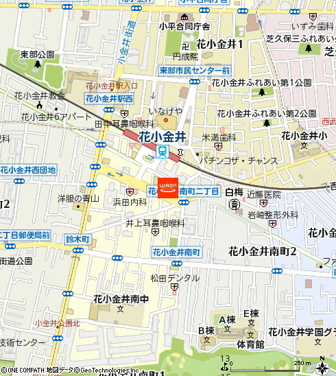 ピーコックストア花小金井店付近の地図
